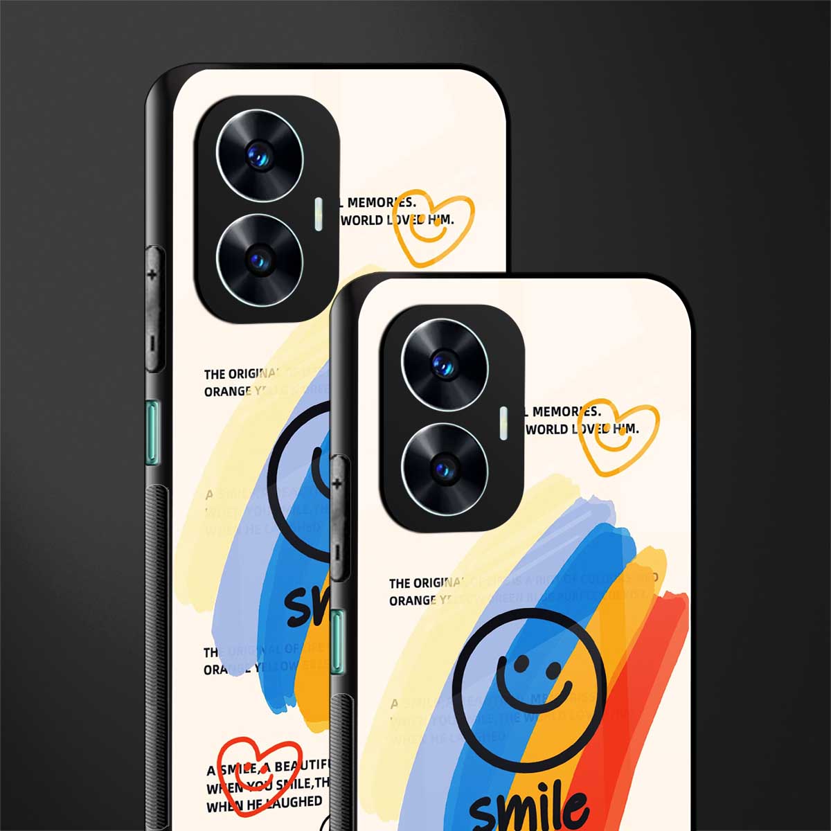 smile colourful back phone cover | glass case for realme c55