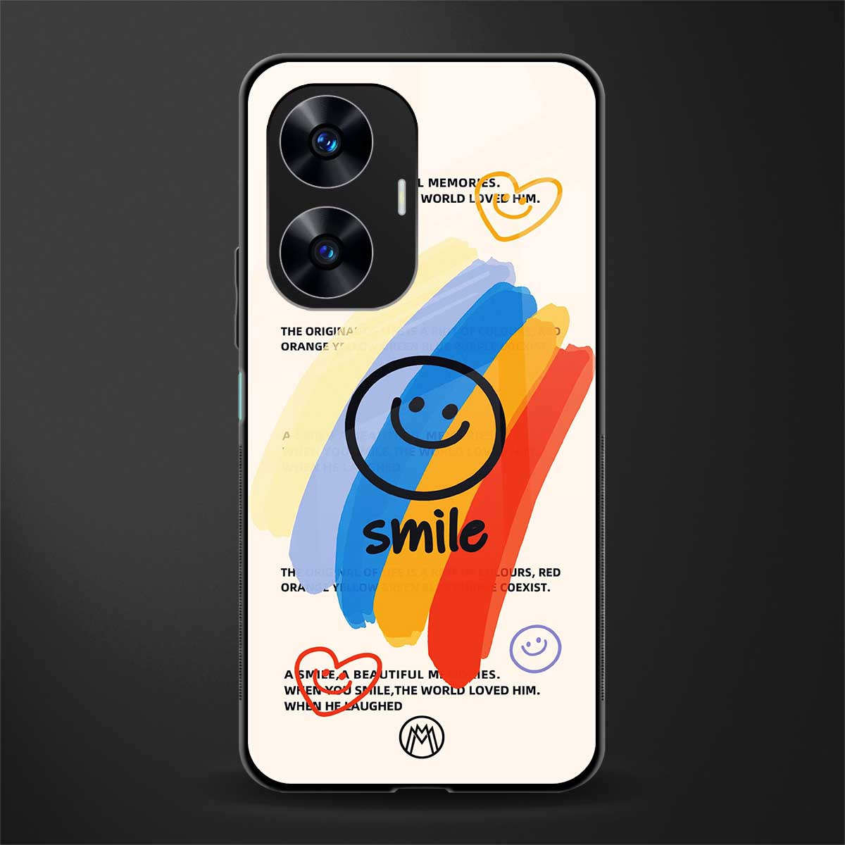 smile colourful back phone cover | glass case for realme c55