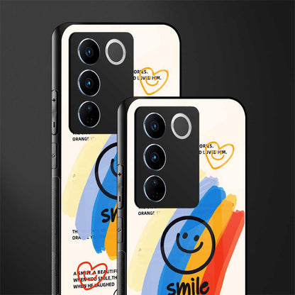 smile colourful back phone cover | glass case for vivo v27 pro 5g