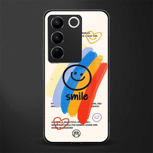 smile colourful back phone cover | glass case for vivo v27 pro 5g