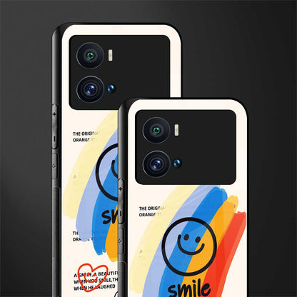 smile colourful back phone cover | glass case for iQOO 9 Pro