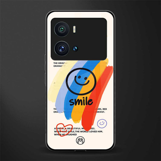 smile colourful back phone cover | glass case for iQOO 9 Pro