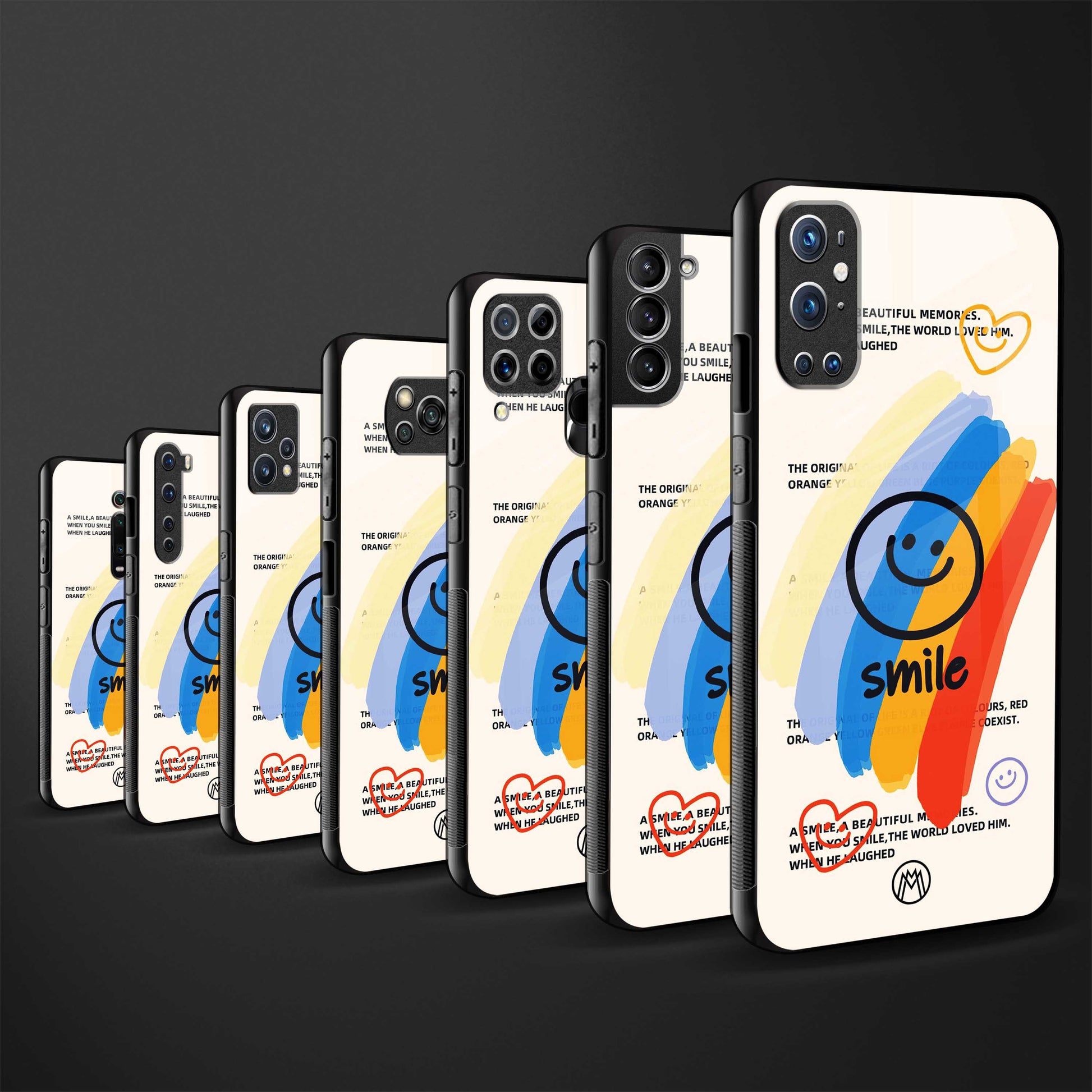 smile colourful back phone cover | glass case for vivo t1 44w 4g