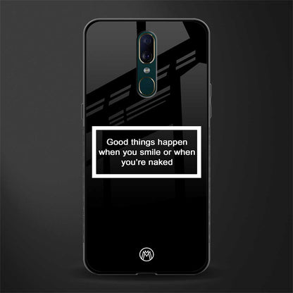 smile or naked black glass case for oppo a9 image