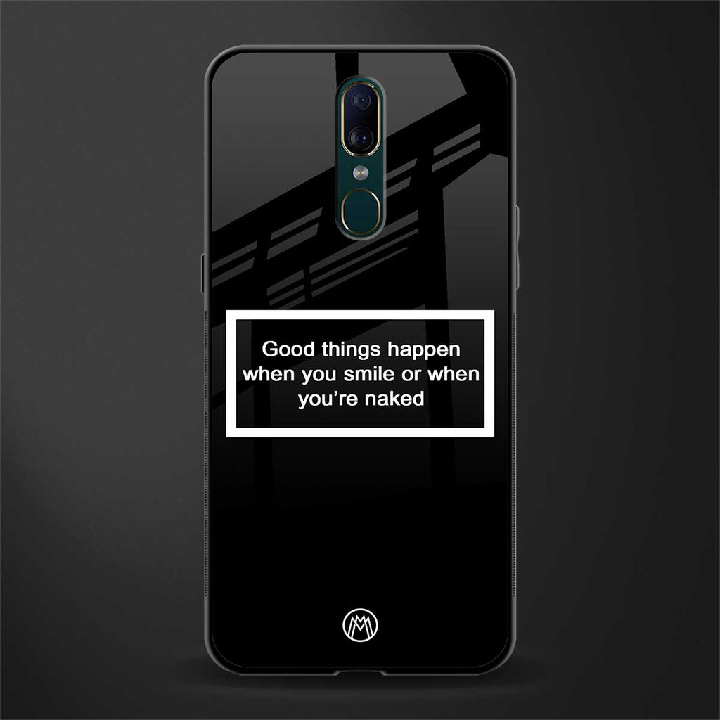 smile or naked black glass case for oppo f11 image
