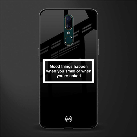 smile or naked black glass case for oppo f11 image
