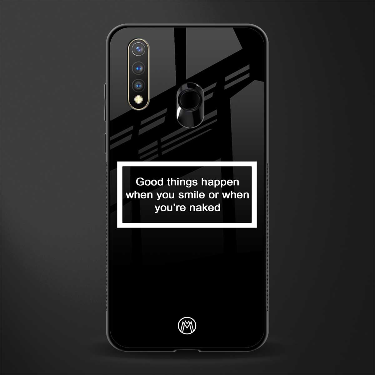 smile or naked black glass case for vivo u20 image
