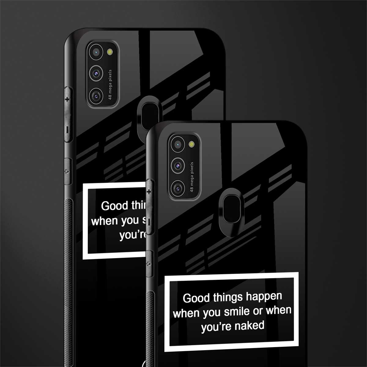 smile or naked black glass case for samsung galaxy m21 image-2