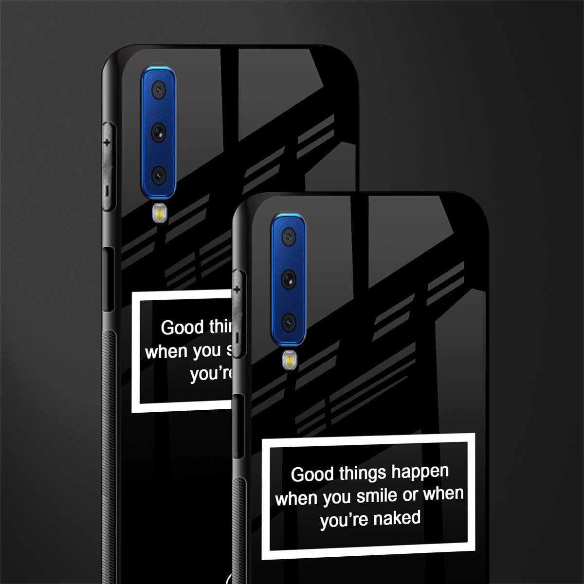 smile or naked black glass case for samsung galaxy a7 2018 image-2