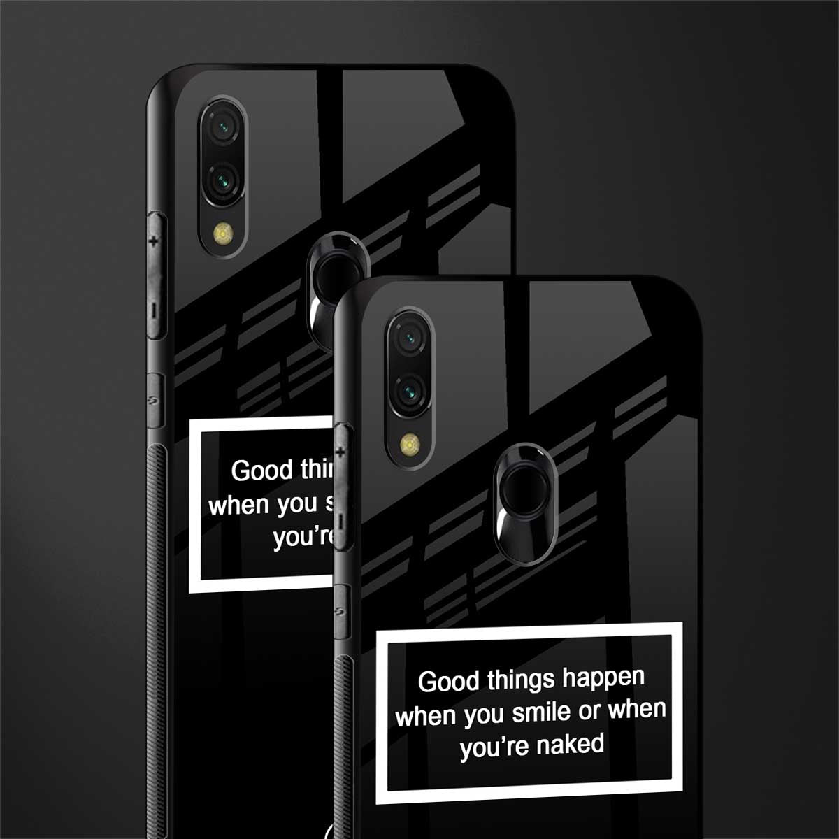 smile or naked black glass case for redmi note 7 pro image-2