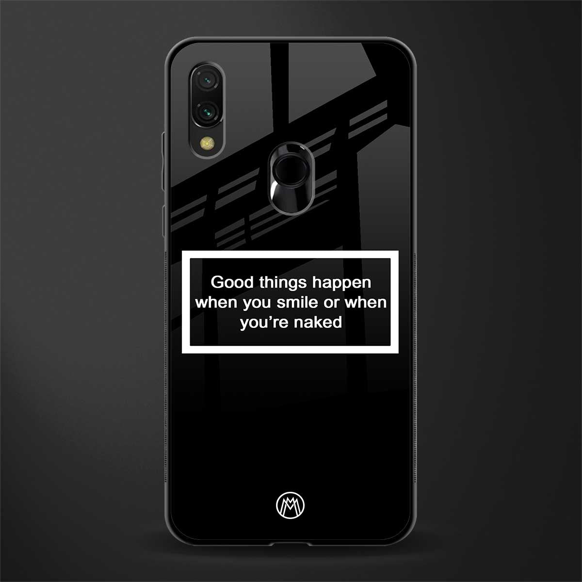 smile or naked black glass case for redmi note 7 pro image