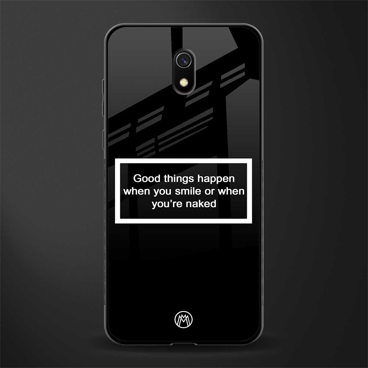 smile or naked black glass case for redmi 8a image