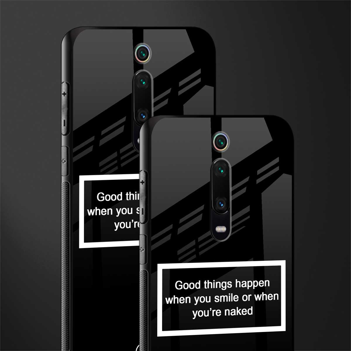 smile or naked black glass case for redmi k20 pro image-2
