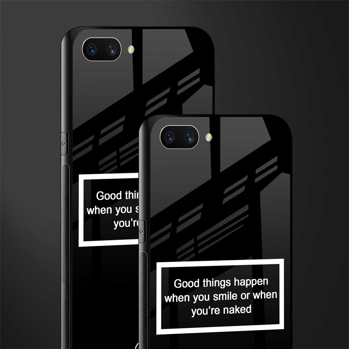 smile or naked black glass case for realme c1 image-2