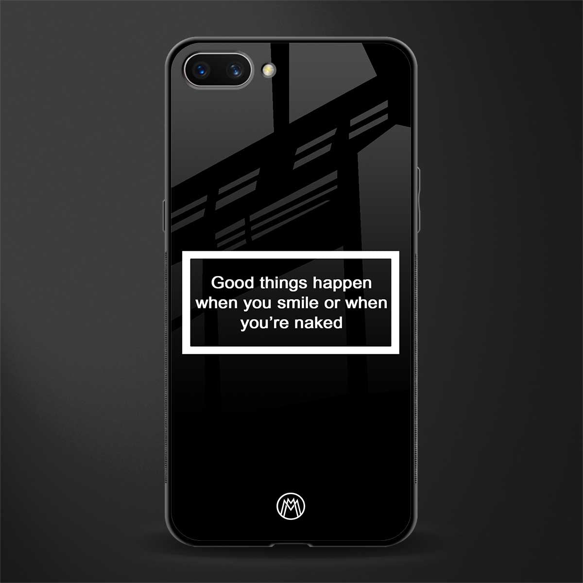 smile or naked black glass case for realme c1 image