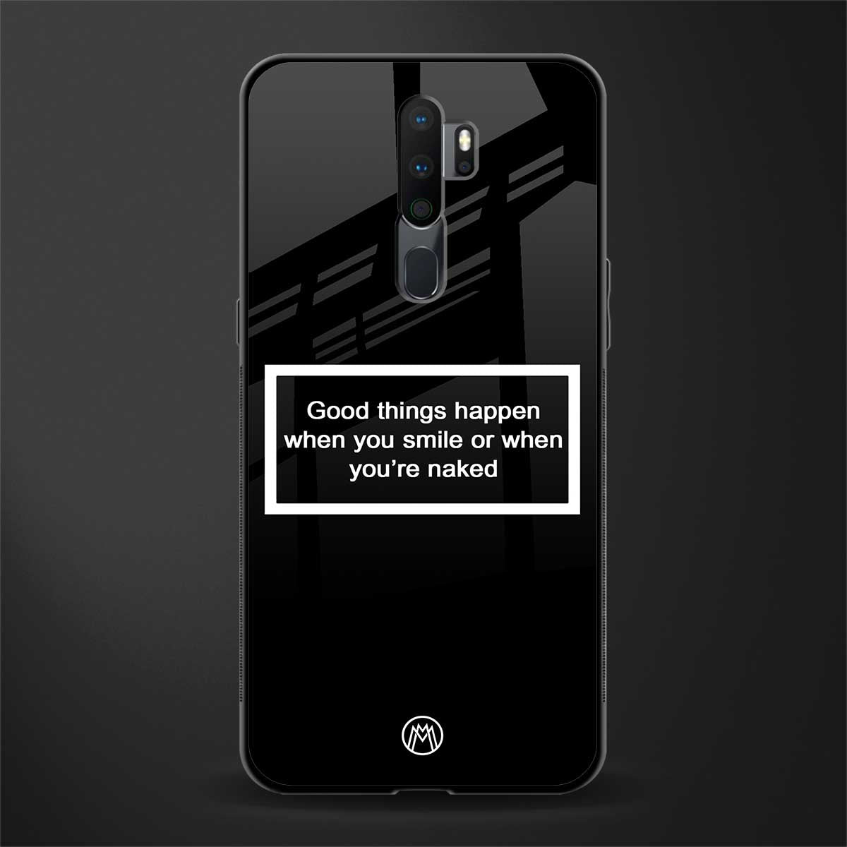 smile or naked black glass case for oppo a5 2020 image