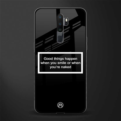 smile or naked black glass case for oppo a5 2020 image