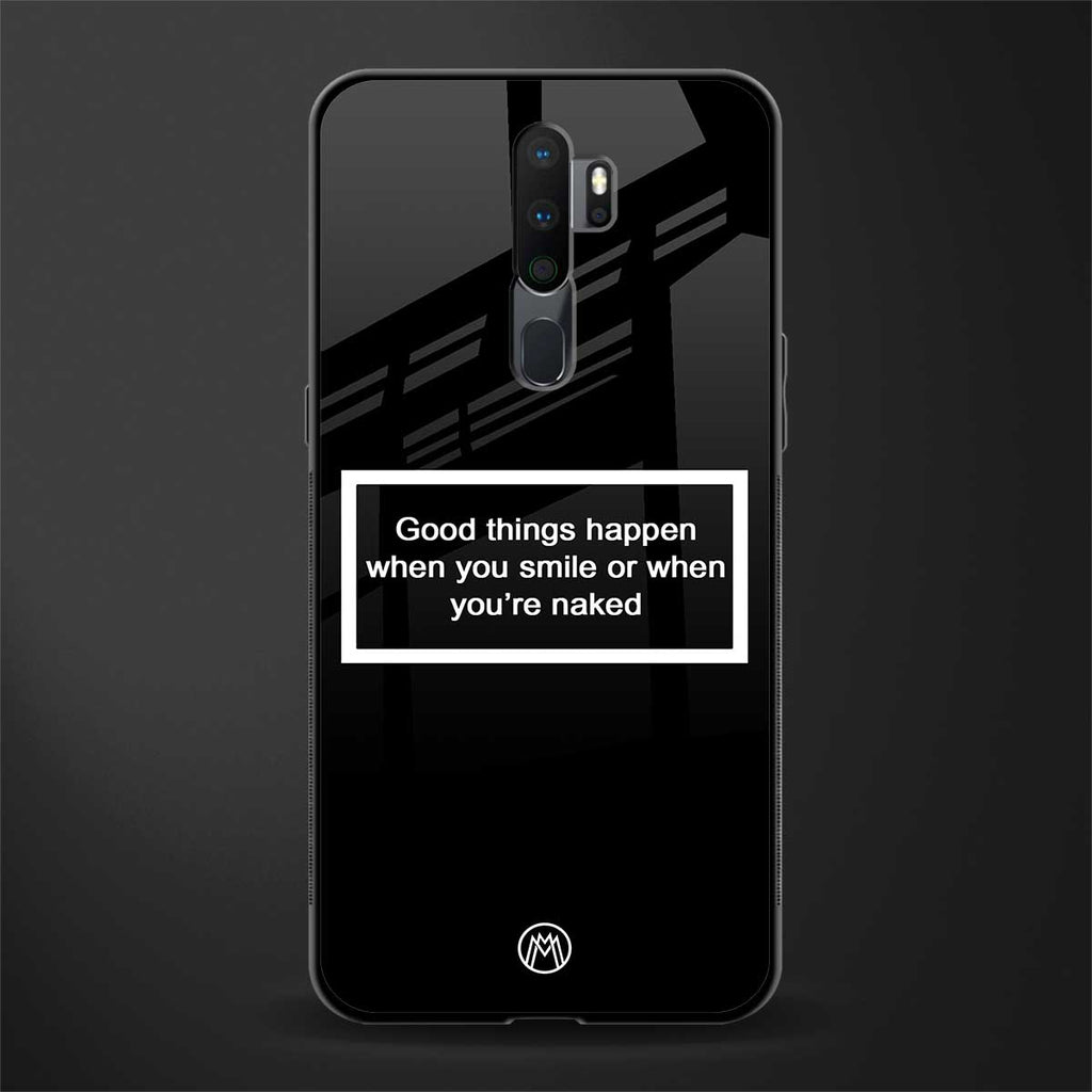 smile or naked black glass case for oppo a9 2020 image