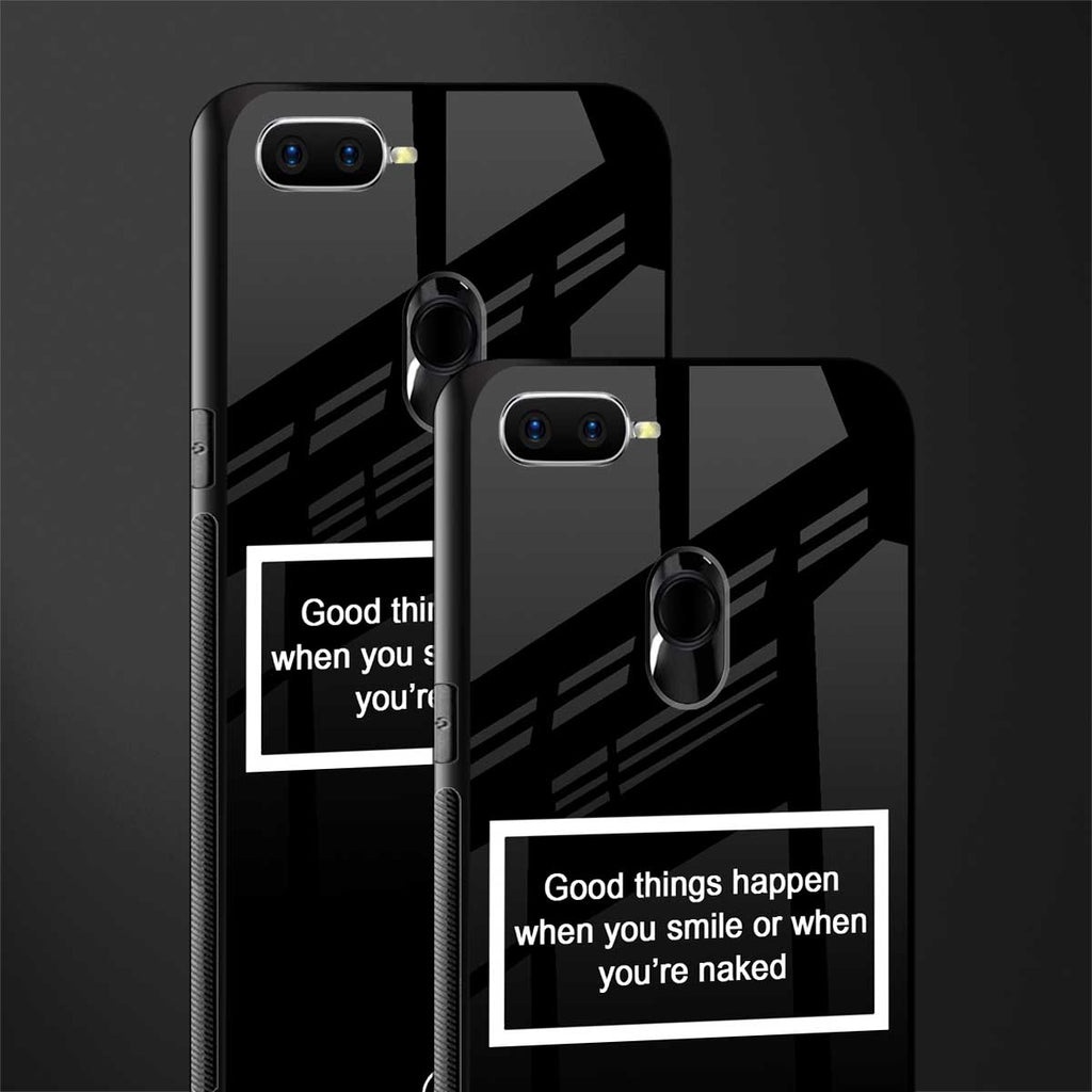smile or naked black glass case for oppo a7 image-2