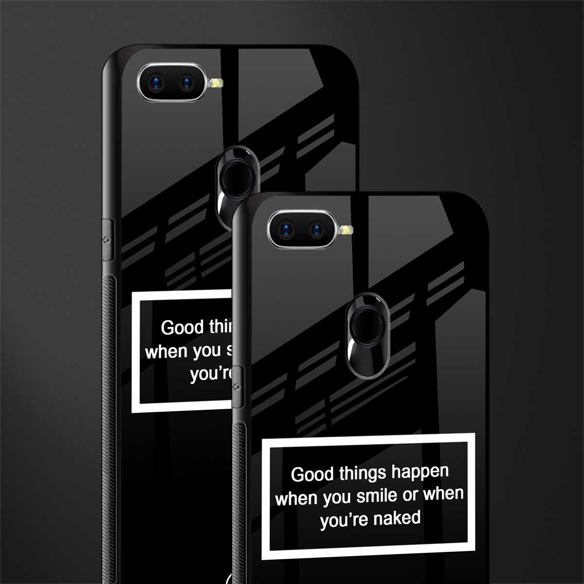 smile or naked black glass case for oppo a7 image-2
