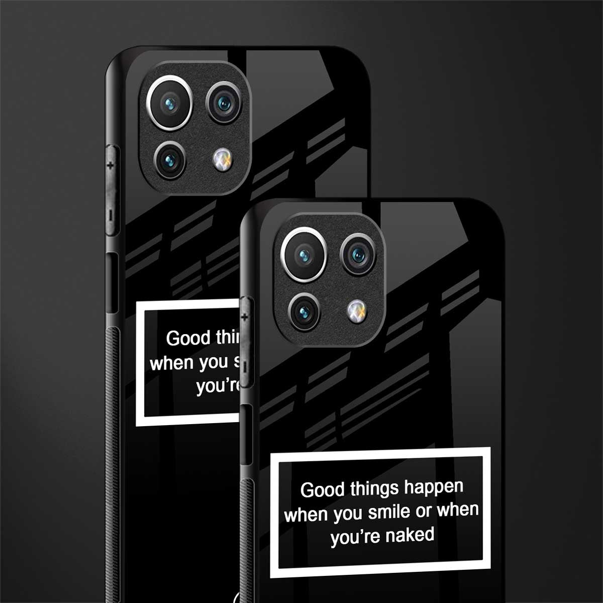 smile or naked black glass case for mi 11 lite image-2