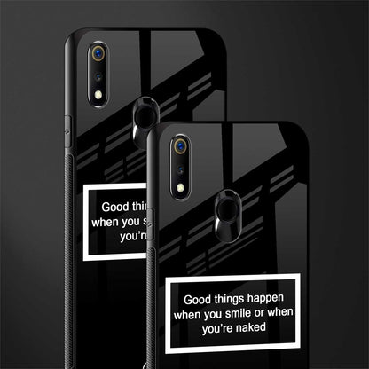 smile or naked black glass case for realme 3 pro image-2