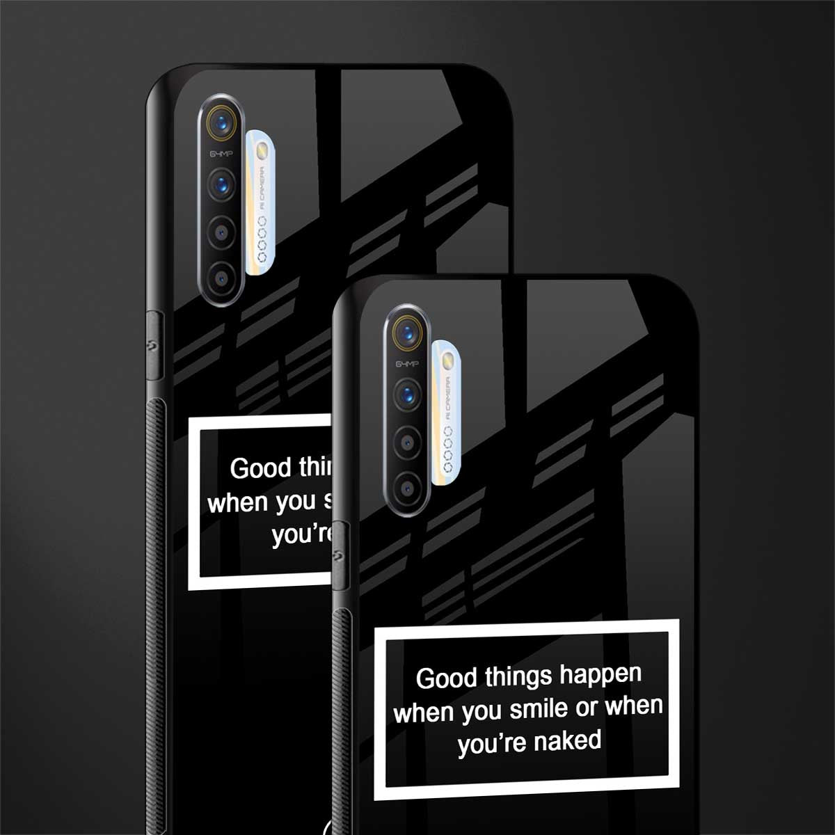 smile or naked black glass case for realme xt image-2