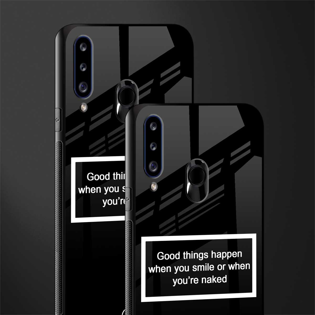smile or naked black glass case for samsung galaxy a20s image-2