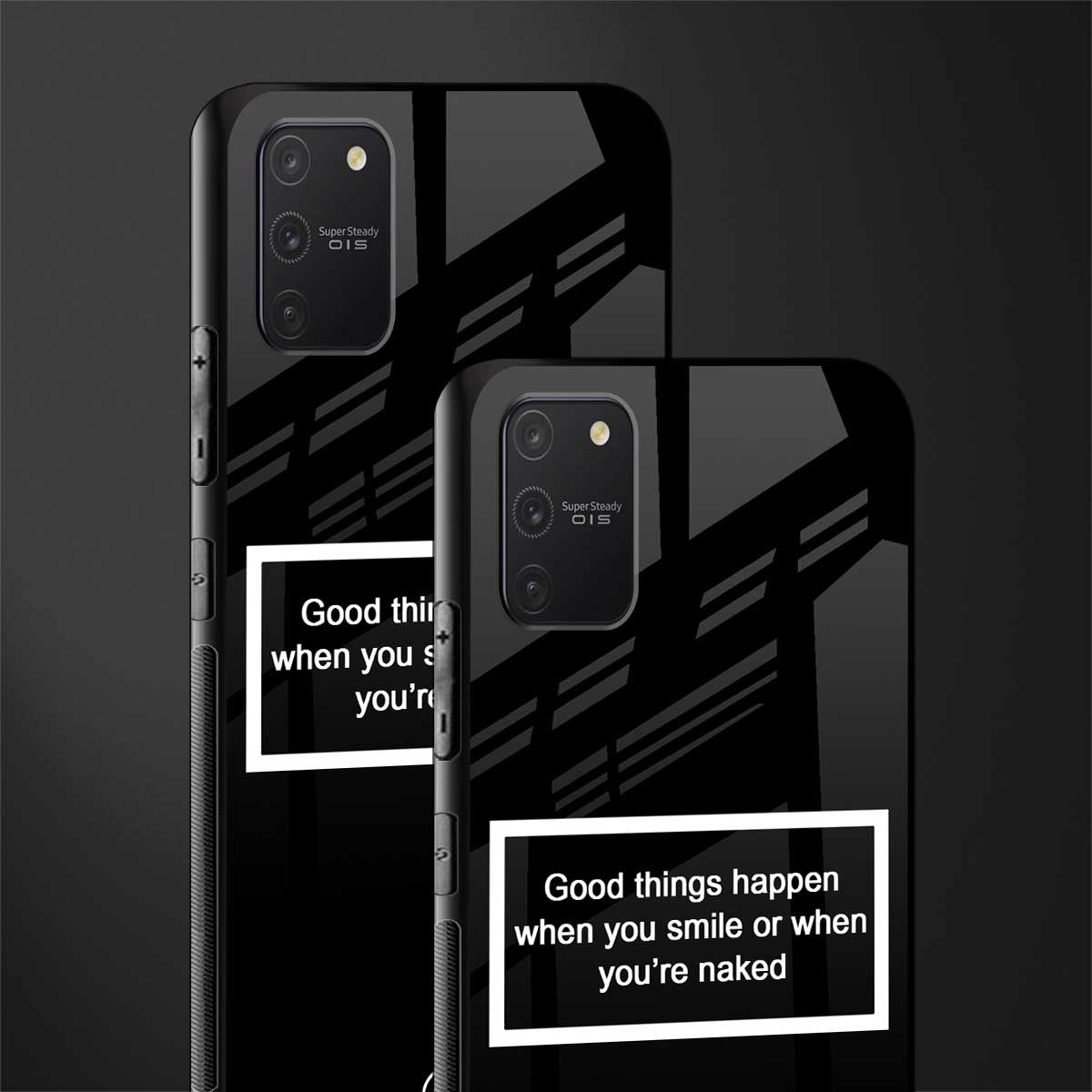 smile or naked black glass case for samsung galaxy a91 image-2