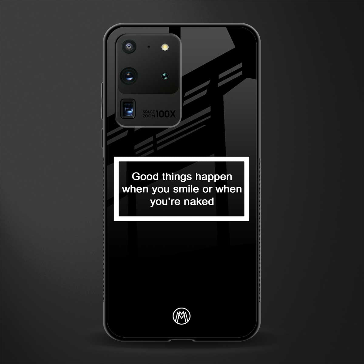 smile or naked black glass case for samsung galaxy s20 ultra image