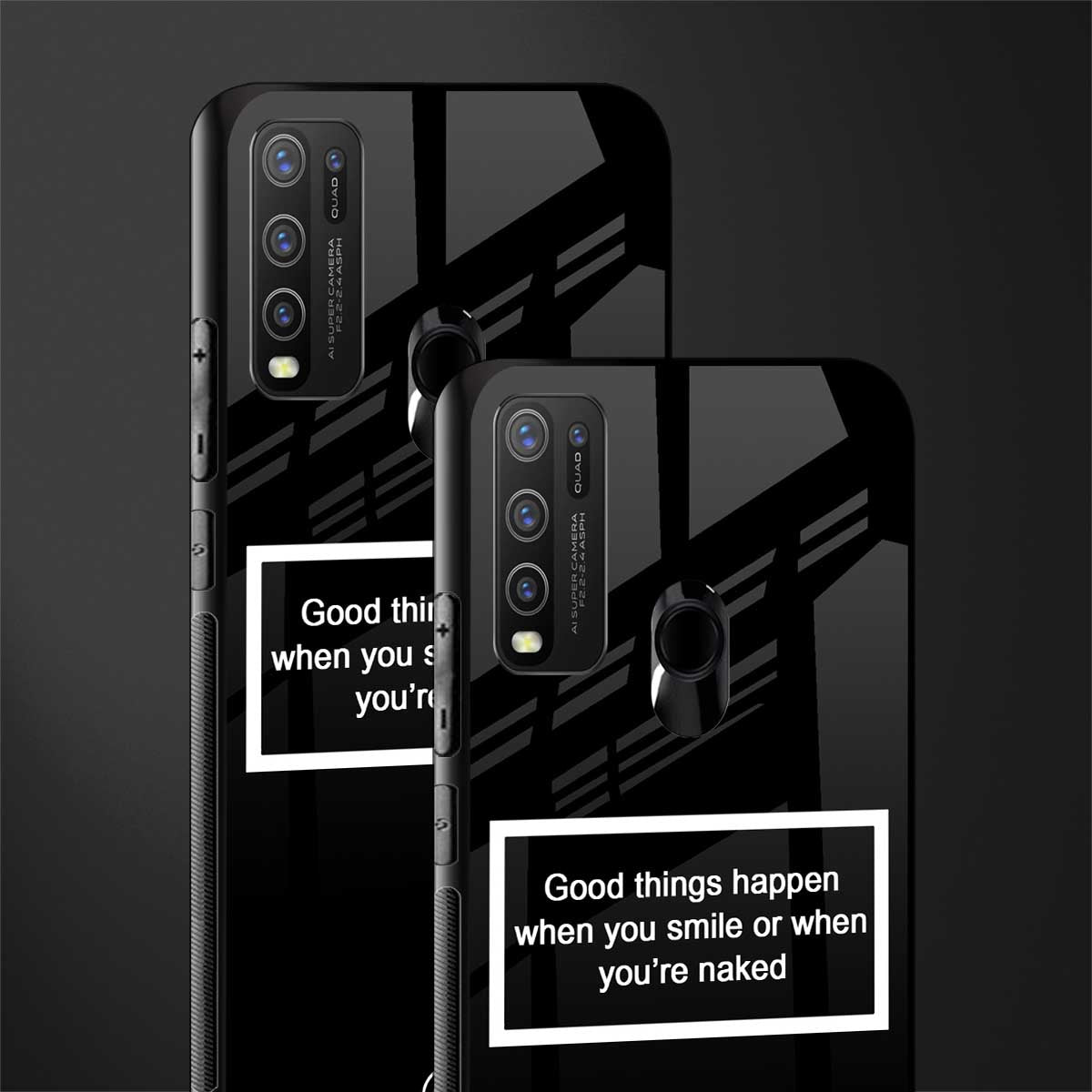 smile or naked black glass case for vivo y50 image-2