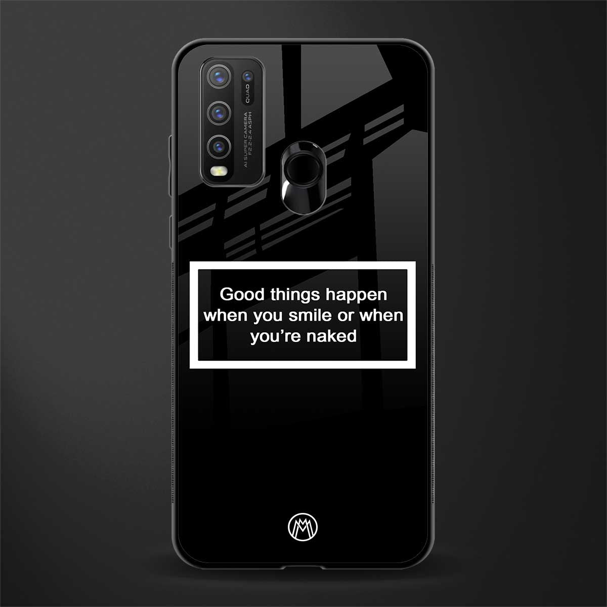 smile or naked black glass case for vivo y50 image