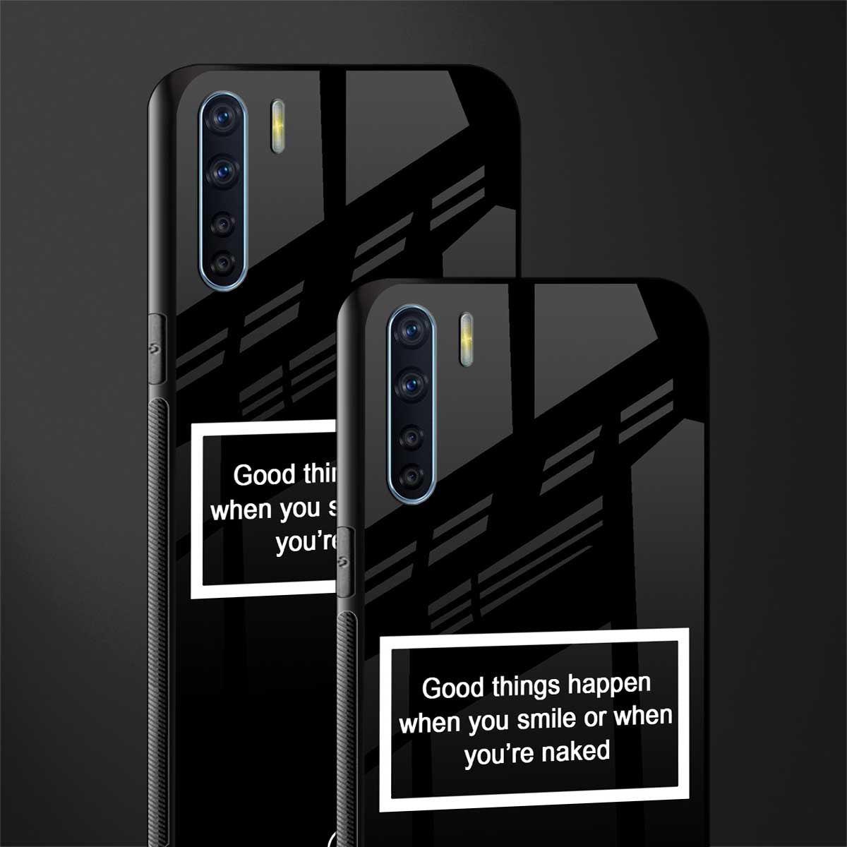 smile or naked black glass case for oppo f15 image-2