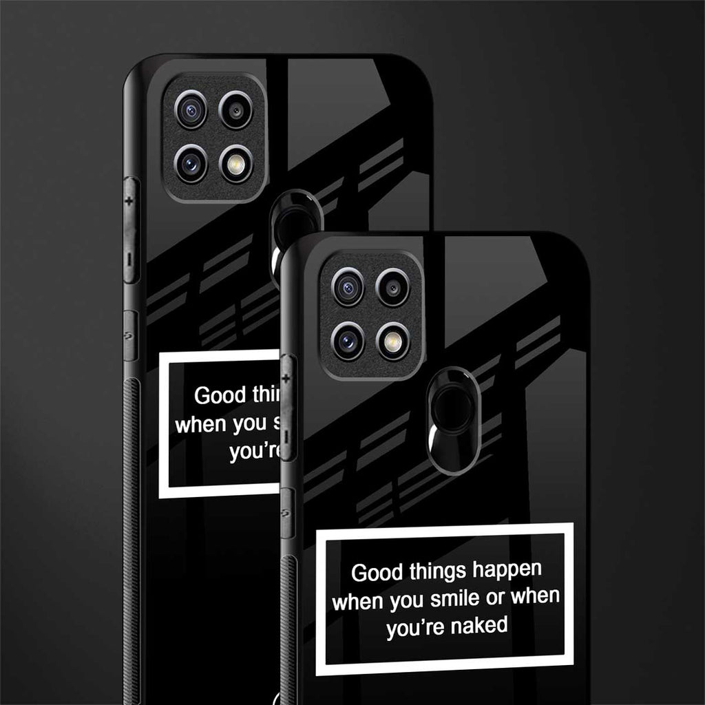 smile or naked black glass case for oppo a15s image-2