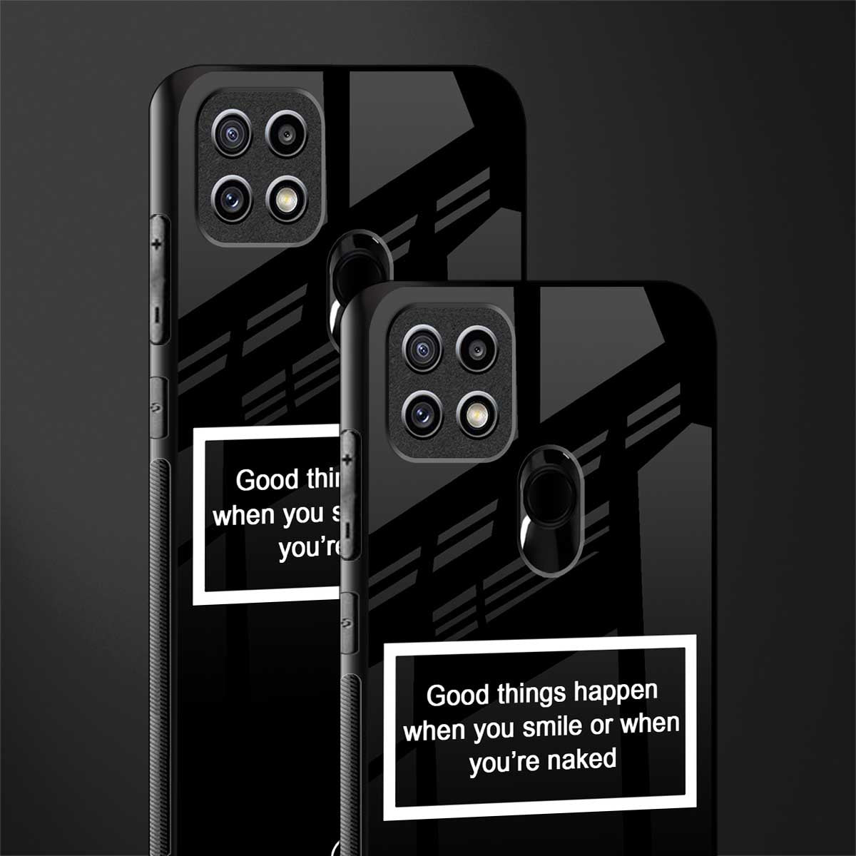 smile or naked black glass case for oppo a15s image-2