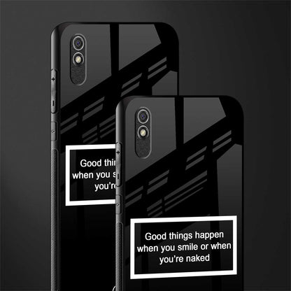 smile or naked black glass case for redmi 9a image-2