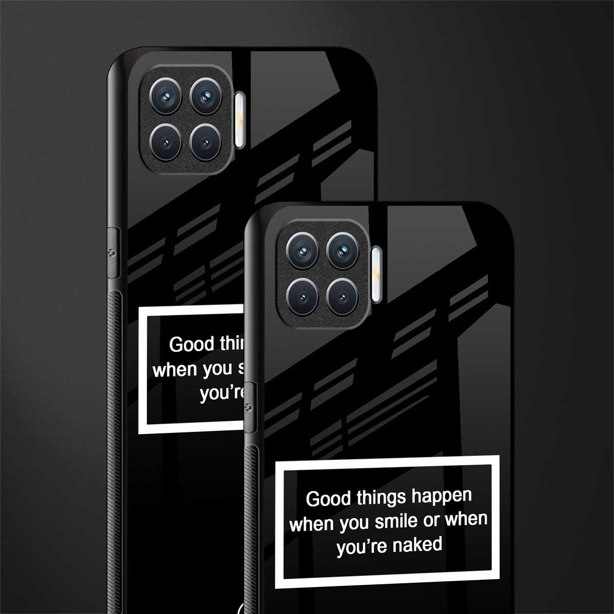 smile or naked black glass case for oppo f17 image-2