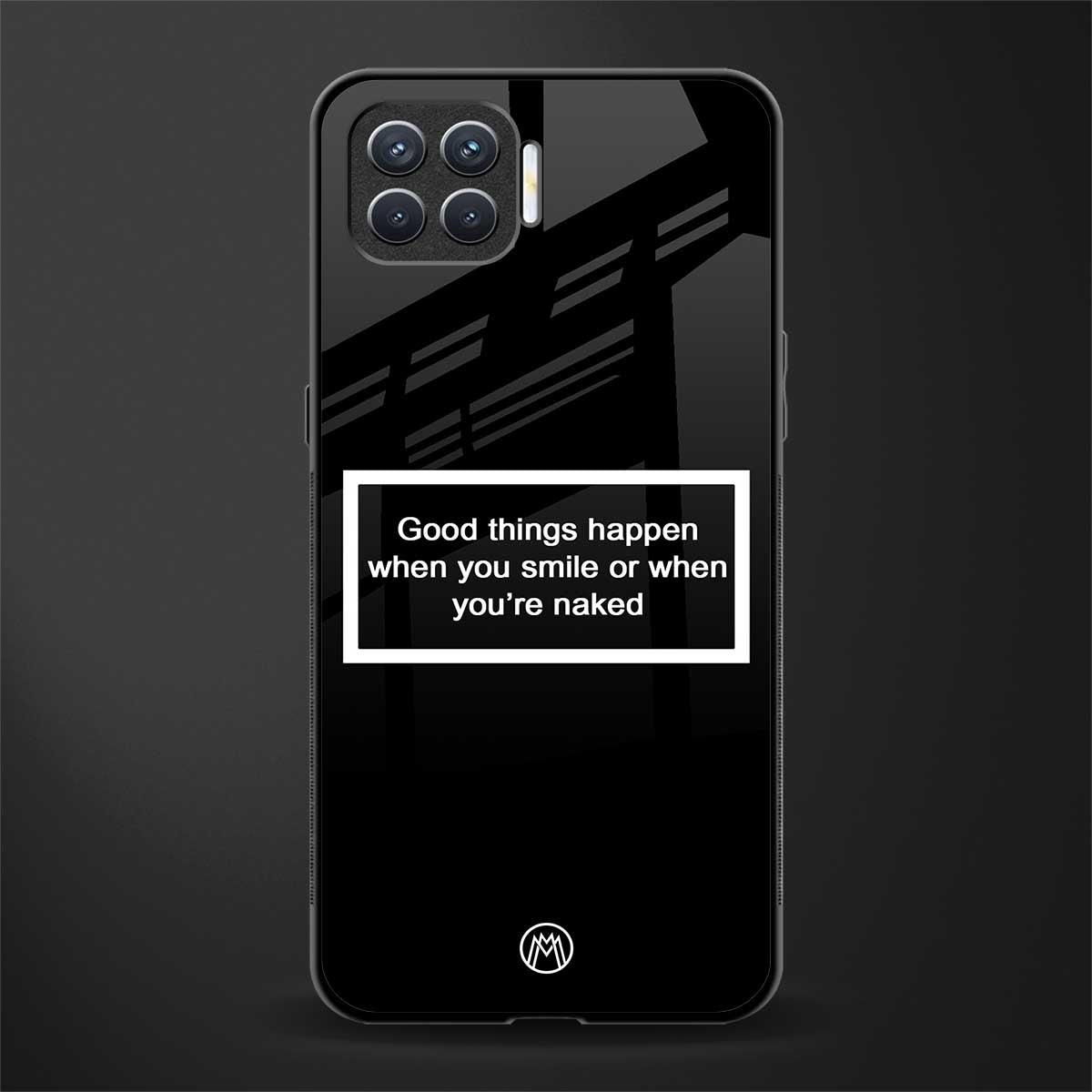 smile or naked black glass case for oppo f17 image