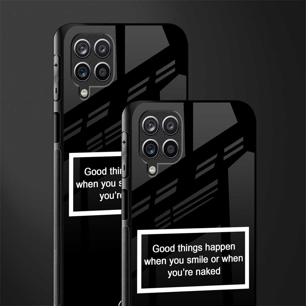 smile or naked black glass case for samsung galaxy a12 image-2