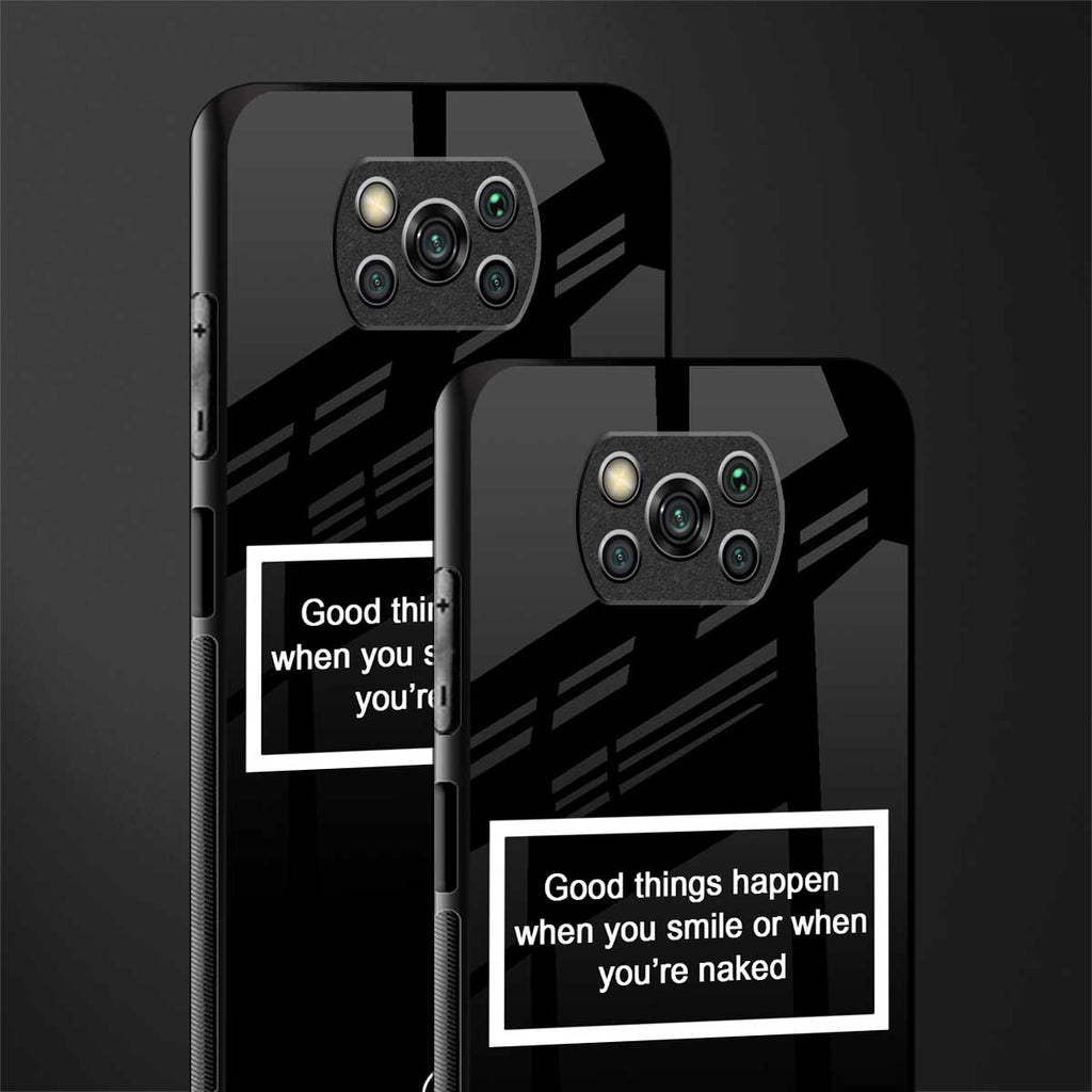 smile or naked black glass case for poco x3 image-2