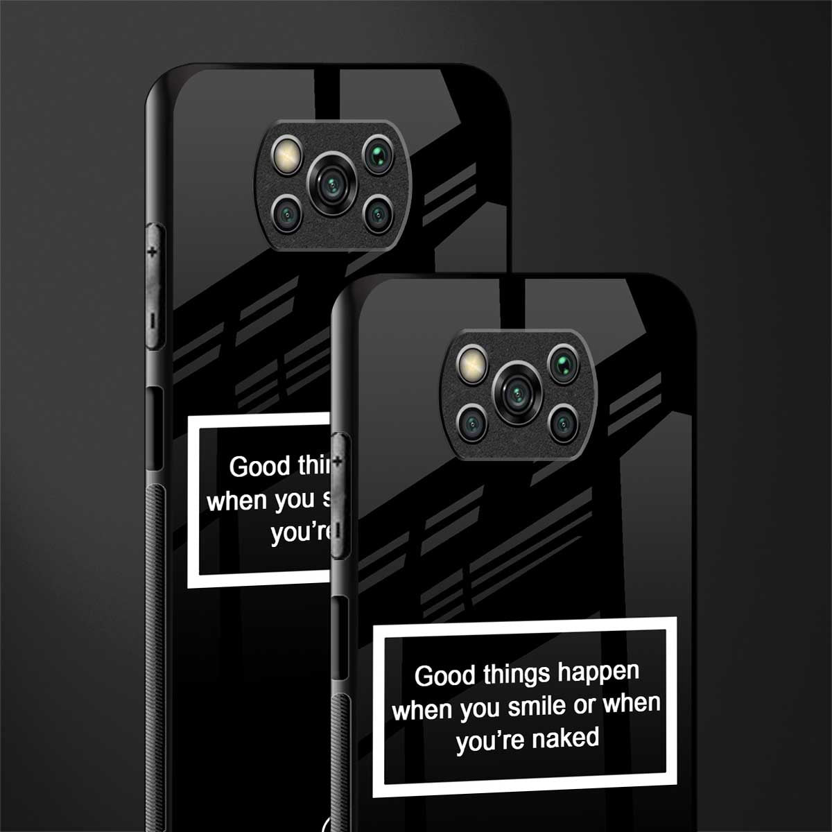 smile or naked black glass case for poco x3 image-2