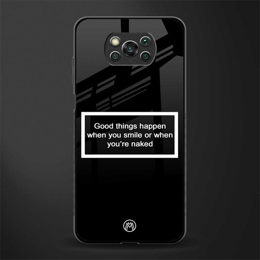 smile or naked black glass case for poco x3 image