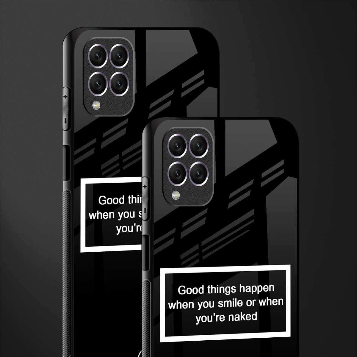 smile or naked black glass case for samsung galaxy f62 image-2