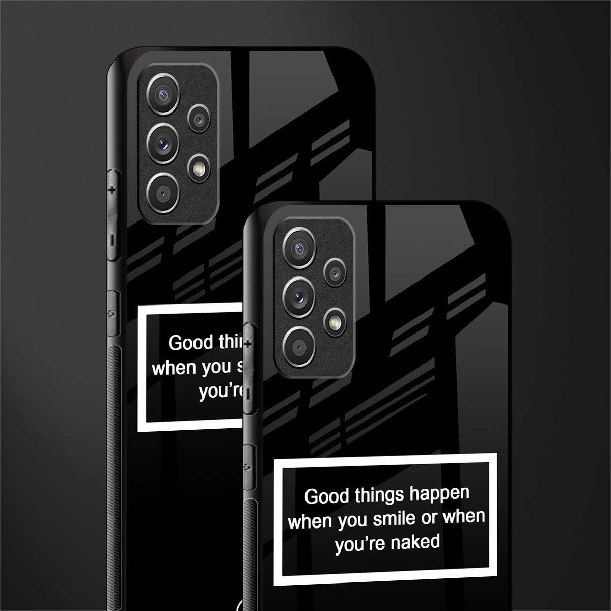 smile or naked black glass case for samsung galaxy a72 image-2