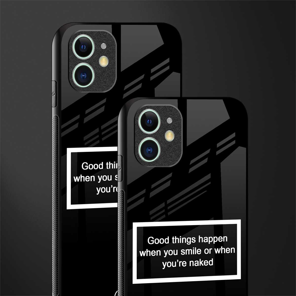 smile or naked black glass case for iphone 12 mini image-2
