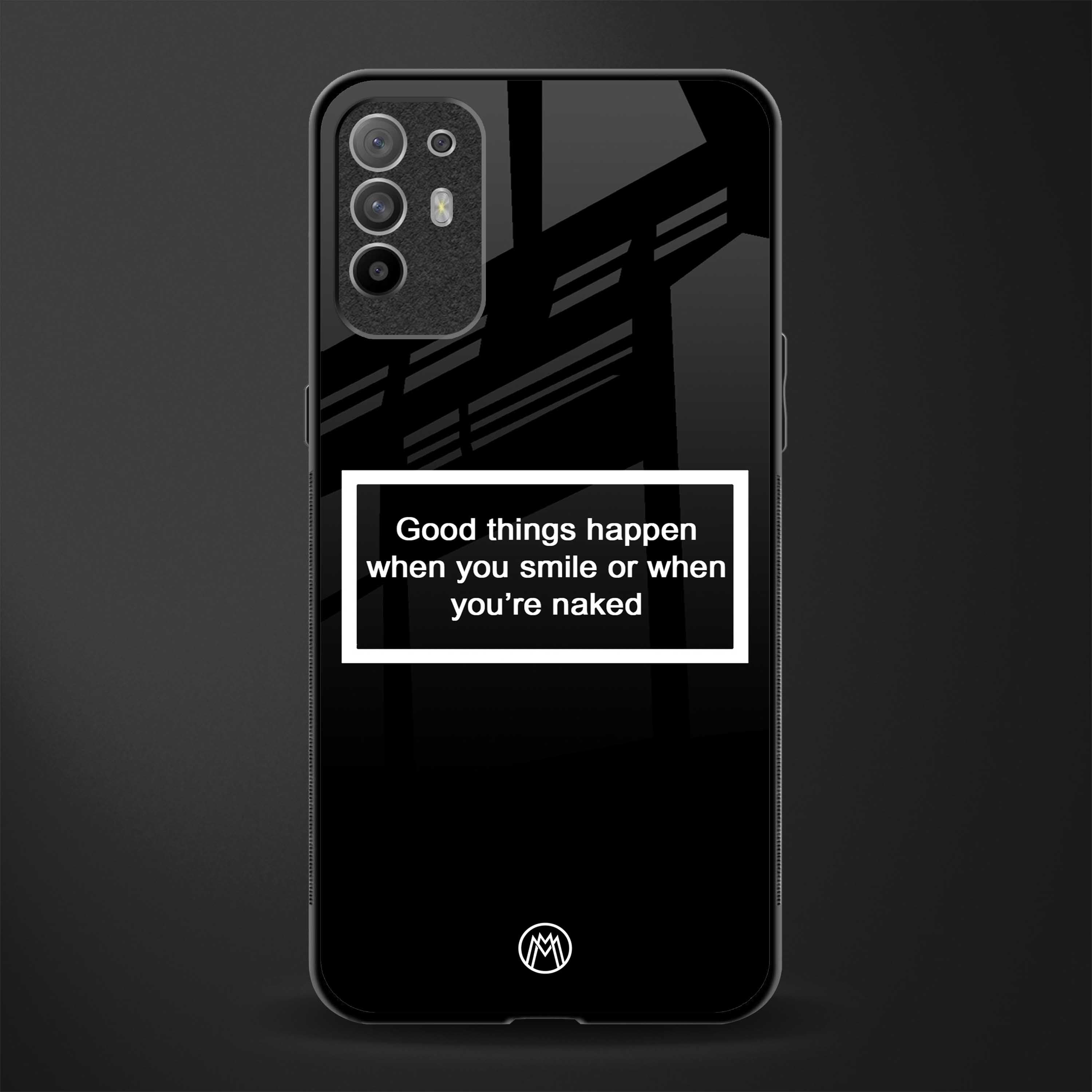 smile or naked black glass case for oppo f19 pro plus image