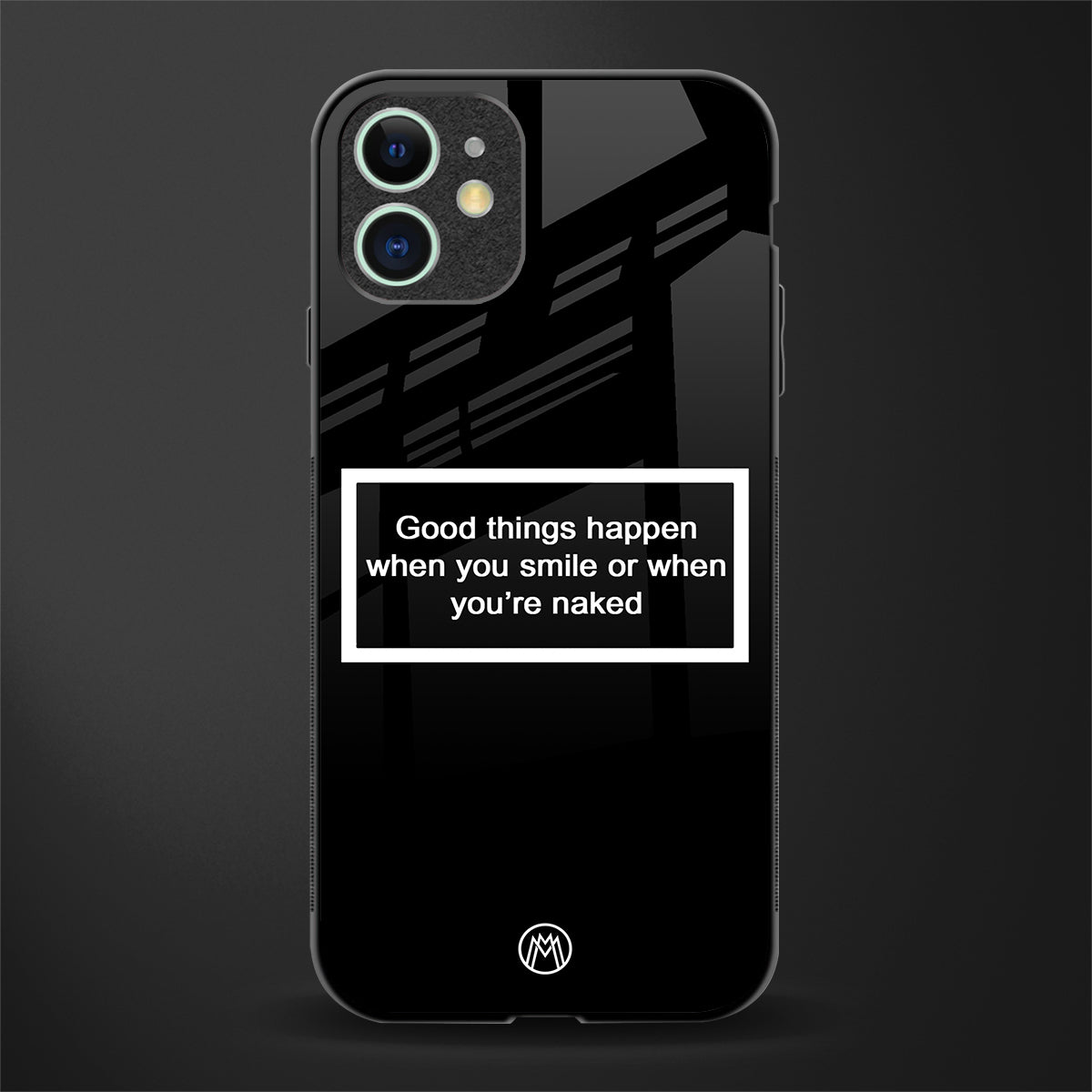 smile or naked black glass case for iphone 12 mini image