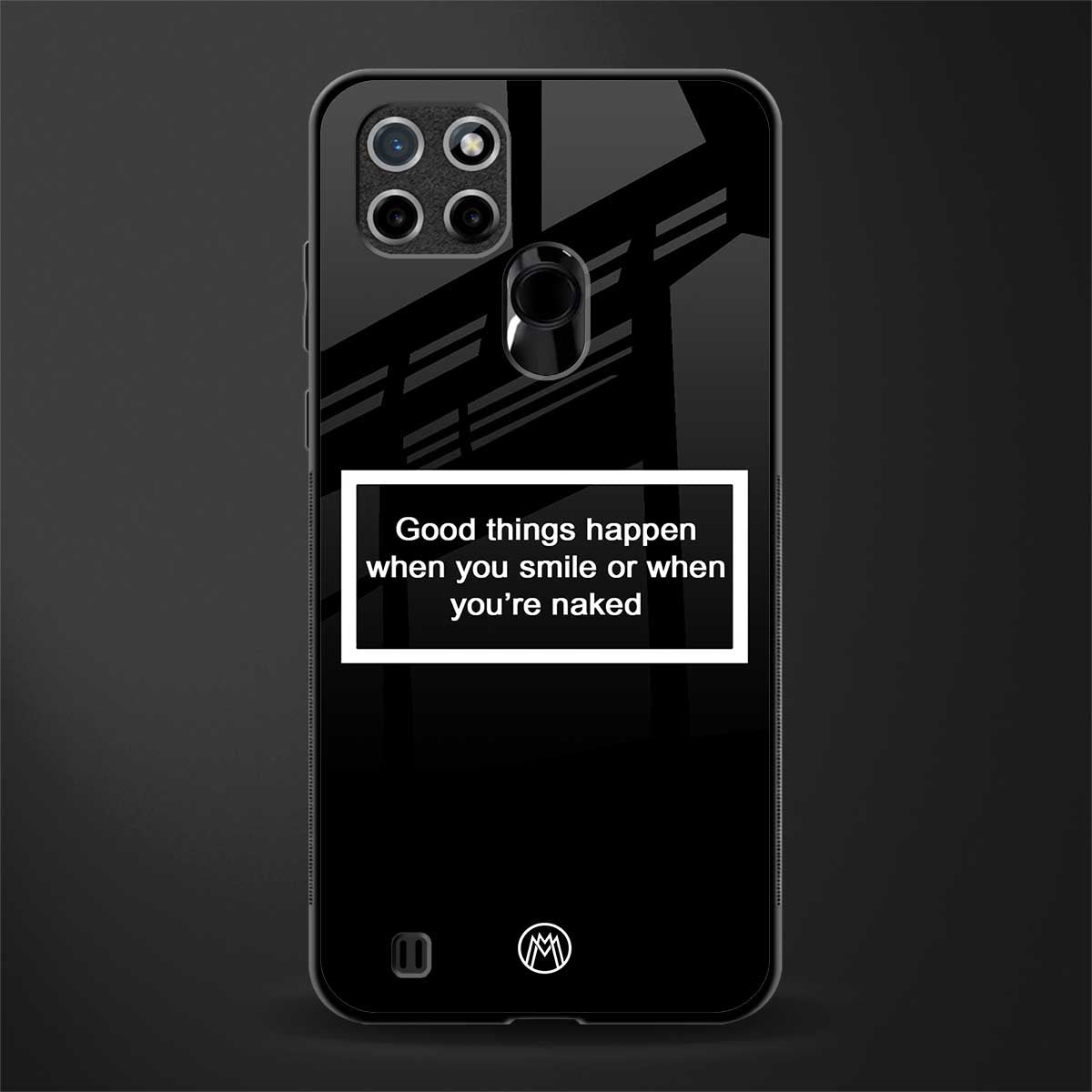 smile or naked black glass case for realme c21 image