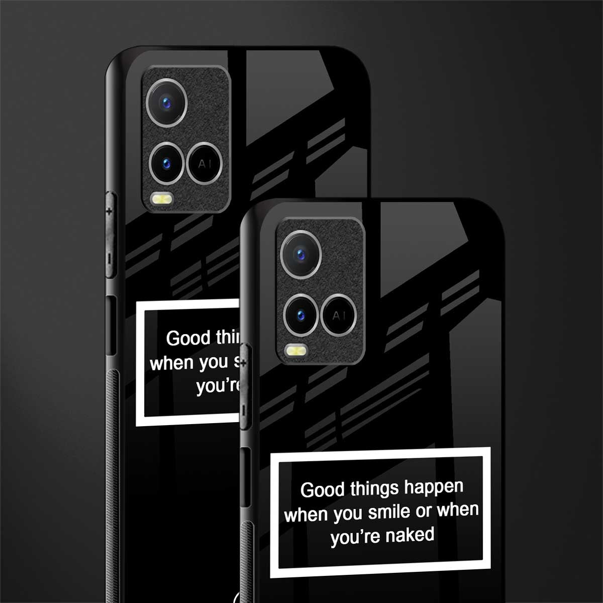 smile or naked black glass case for vivo y21s image-2