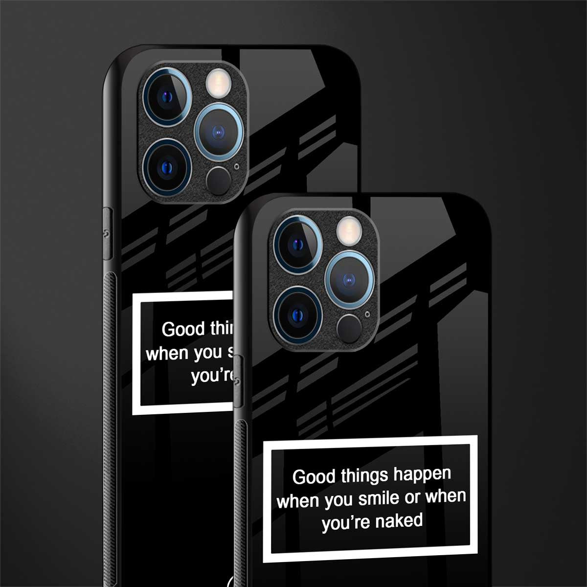 smile or naked black glass case for iphone 14 pro image-2